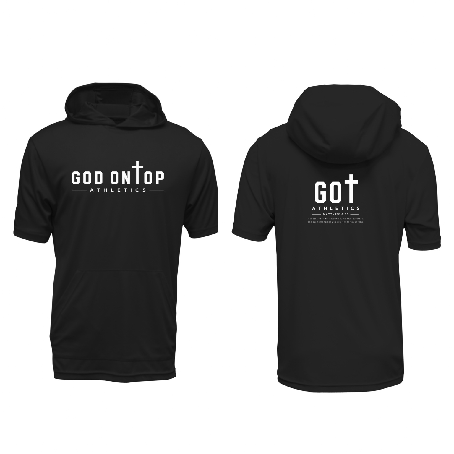 GOT Athletics black short-sleeve performance hoodie